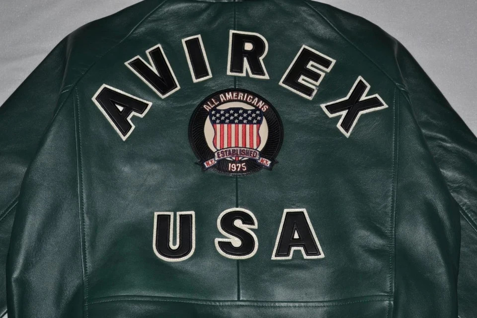 NEW Men's Avirex Icon Leather A1 Bomber Jacket Hunter Green NWT - Image 5