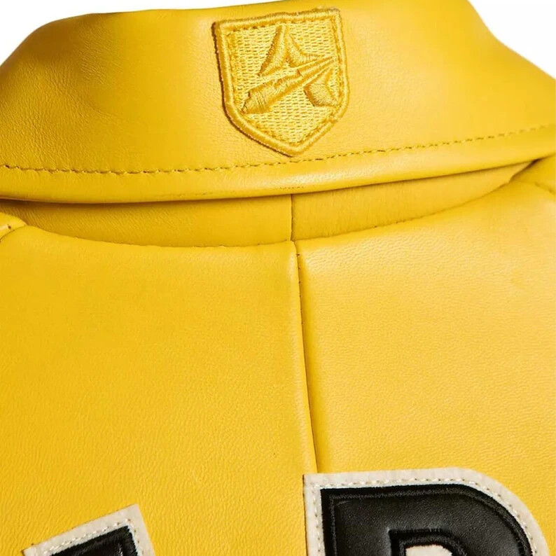 New Men's Avirex USA Edition Icon Yellow Bomber Leather Jacket - Image 4