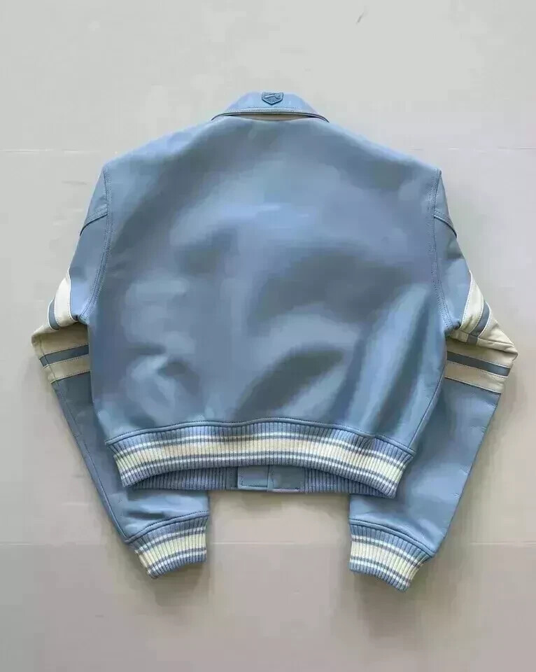 NEW Women's Avirex Cropped Icon Blue Leather Jacket - Image 2