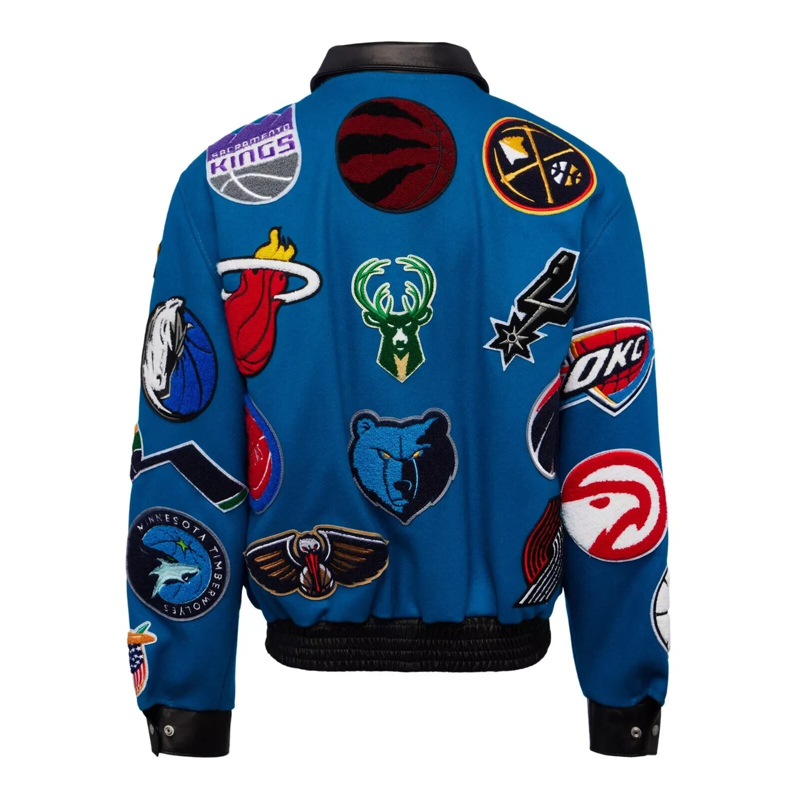 Men's Bomber Jacket NBA Team Sports Fashion Handmade Genuine Wool Varsity Jacket - Image 2