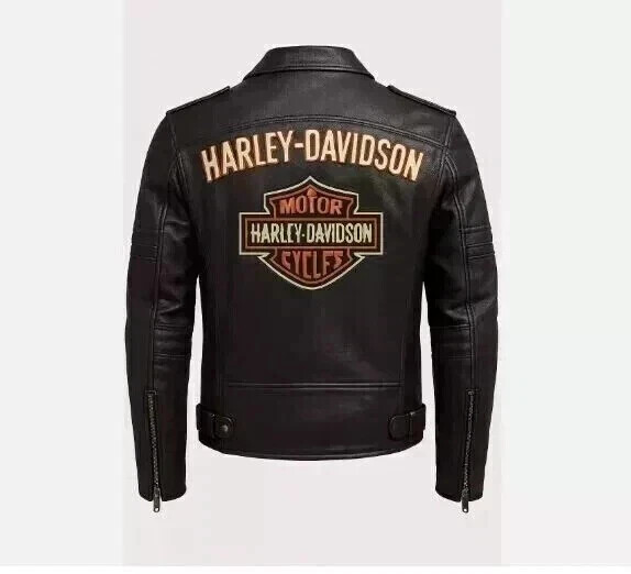 NEW Men's Black Genuine Leather Jacket Motorcycle - Image 2