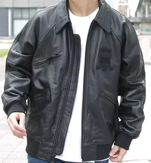 NEW Avirex Men’s Black American bomber Flight Genuine Cowhide Leather Jacket NWT - Image 2