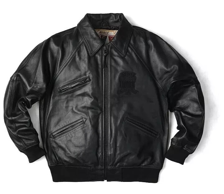 NEW Avirex Men’s Black American bomber Flight Genuine Cowhide Leather Jacket NWT - Image 3