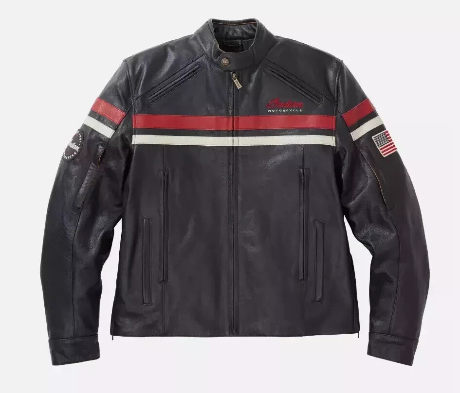 New Handmade Indian Motorcycle Genuine Cowhide Leather Freeway Biker Jacket - Image 4